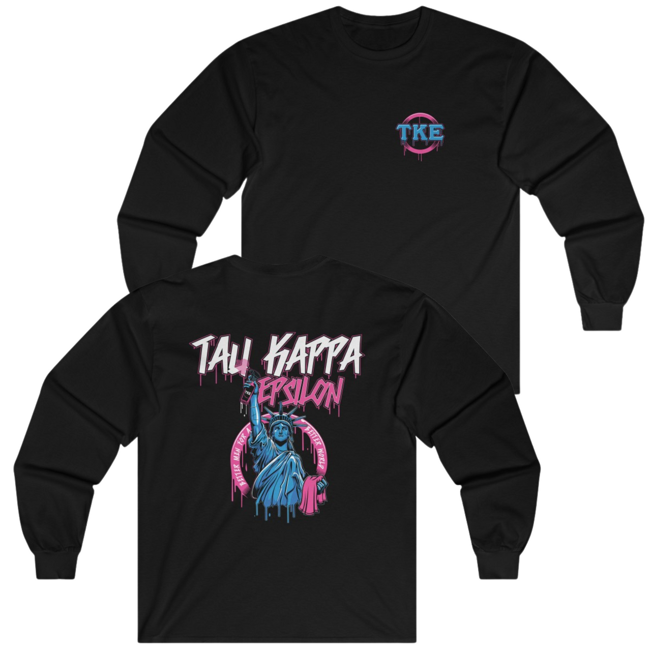 Black Tau Kappa Epsilon Graphic Long Sleeve | Liberty Rebel | TKE Clothing and Merchandise