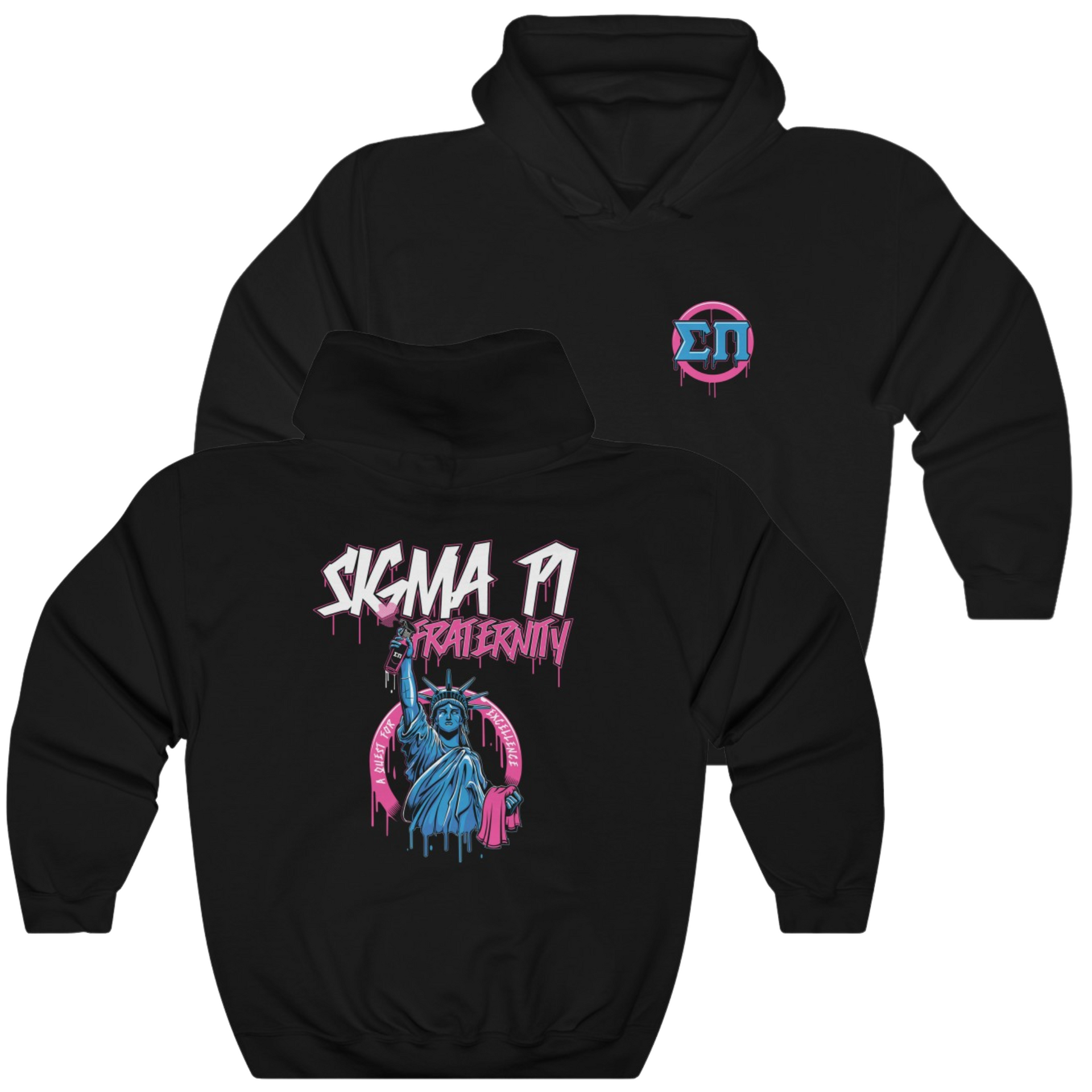 Black Sigma Pi Graphic Hoodie | Liberty Rebel | Sigma Pi Apparel and Merchandise 