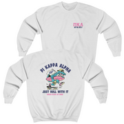 white Pi Kappa Alpha Graphic Crewneck Sweatshirt | Alligator Skater | Pi kappa alpha fraternity shirt