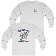 White Sigma Nu Graphic Long Sleeve | Alligator Skater | Sigma Nu Clothing, Apparel and Merchandise