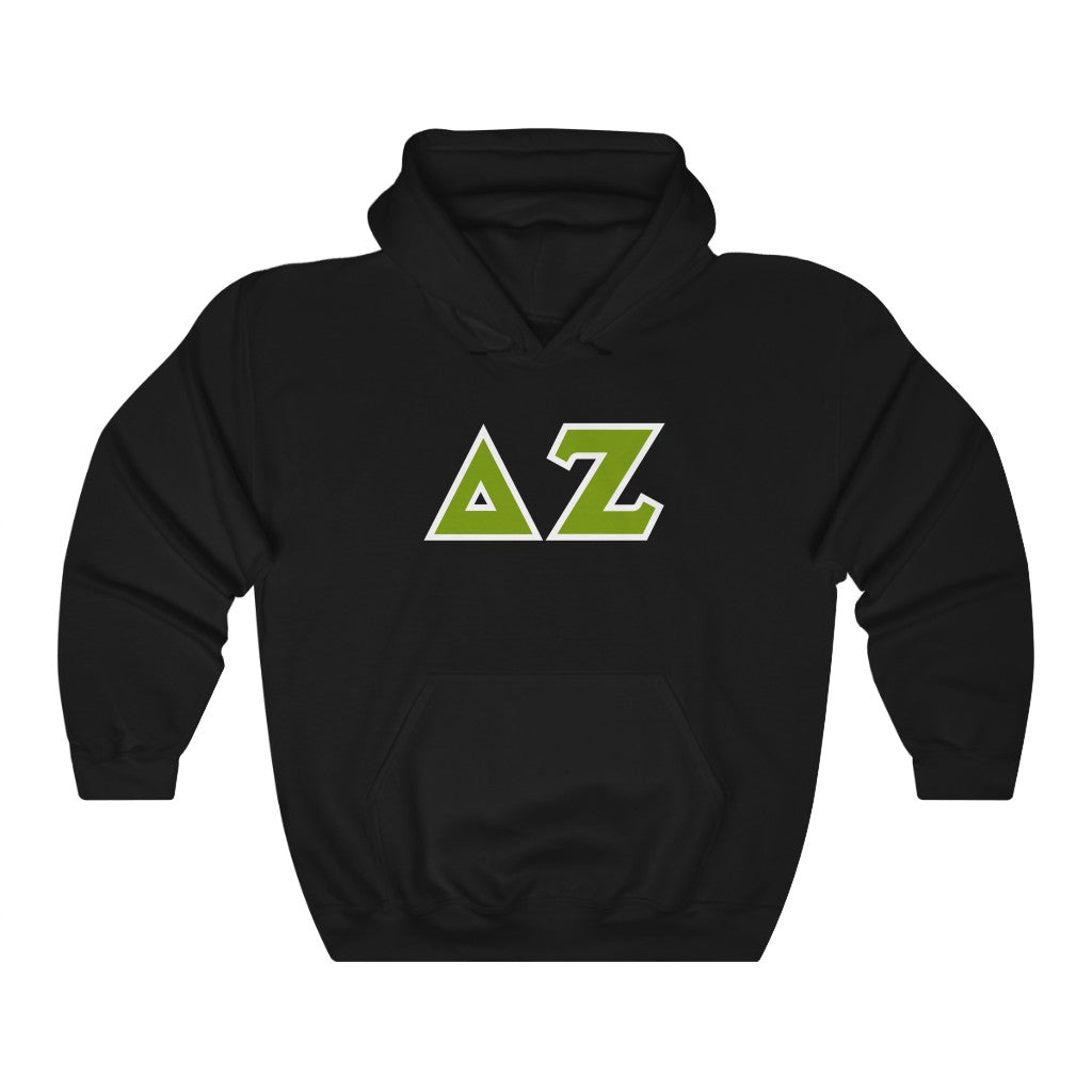 Delta Zeta Printed Letters | Green & White Border Hoodie