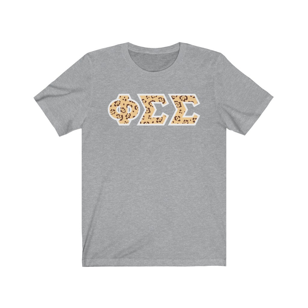 Phi Sigma Sigma Printed Letters | Leopard Print T-Shirt