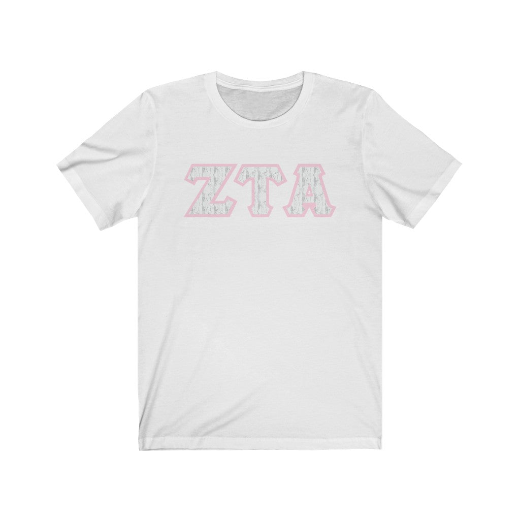 ZTA Printed Letters | Marble with Pink Border T-Shirt