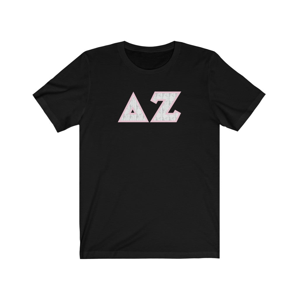 Delta Zeta Printed Letters | Pink Marble T-Shirt
