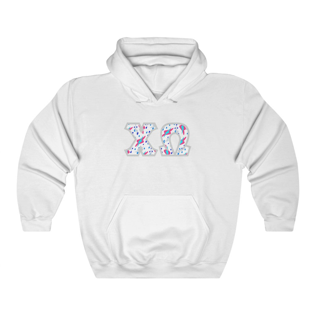 Chi Omega Printed Letters | Bayside White Hoodie