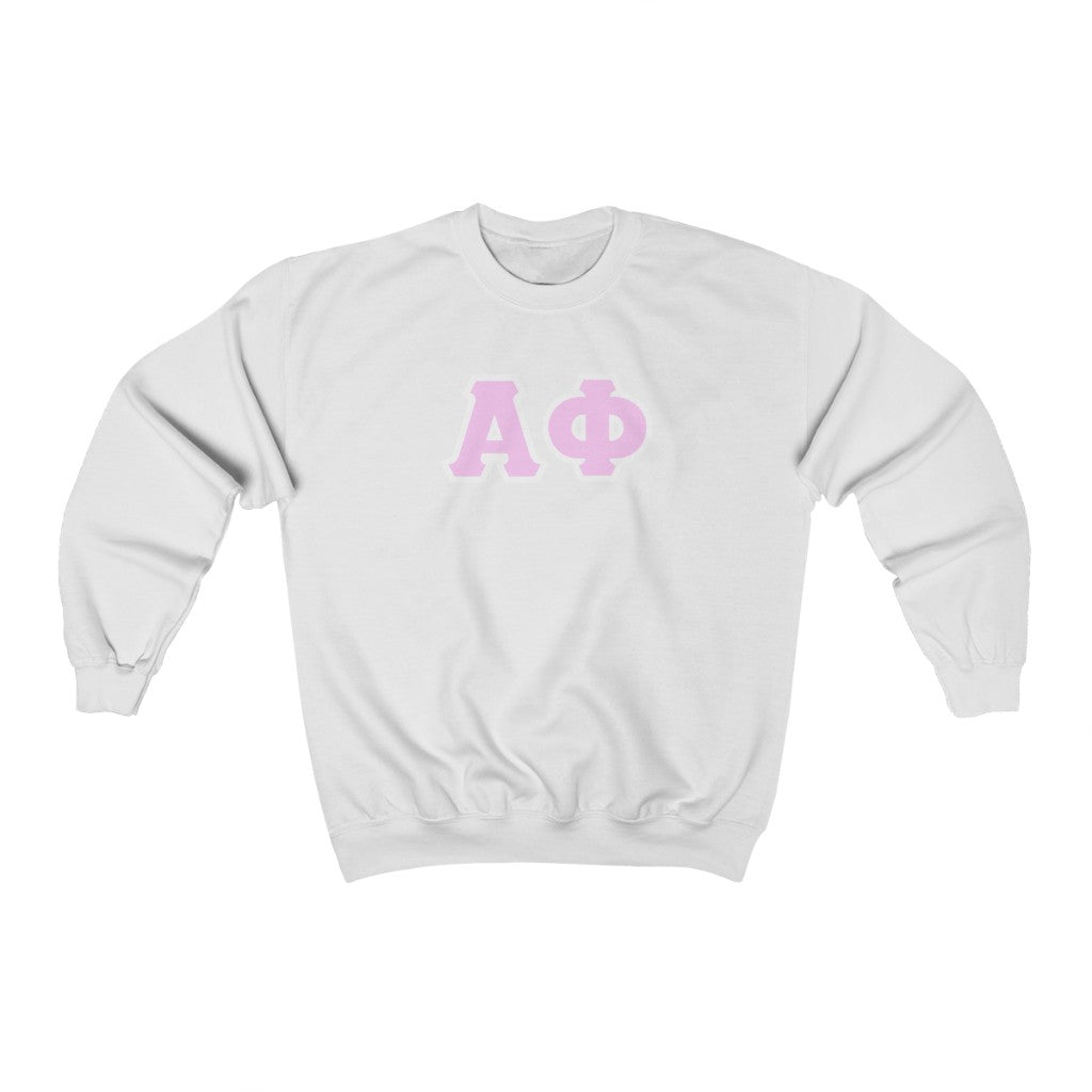Alpha Phi Printed Letters | Pink with White Border Crewneck