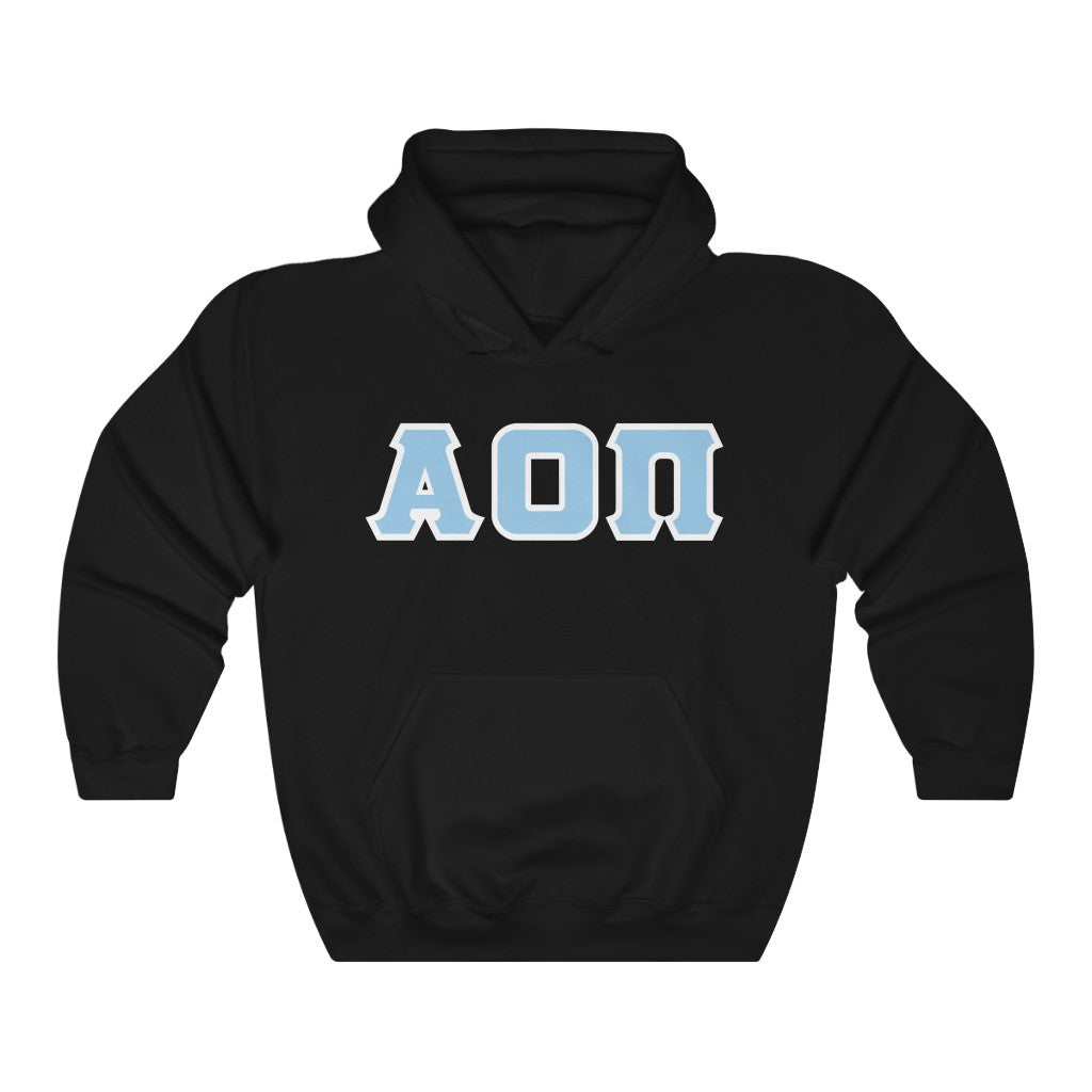 AOII Printed Letters | Light Blue & White Border Hoodie