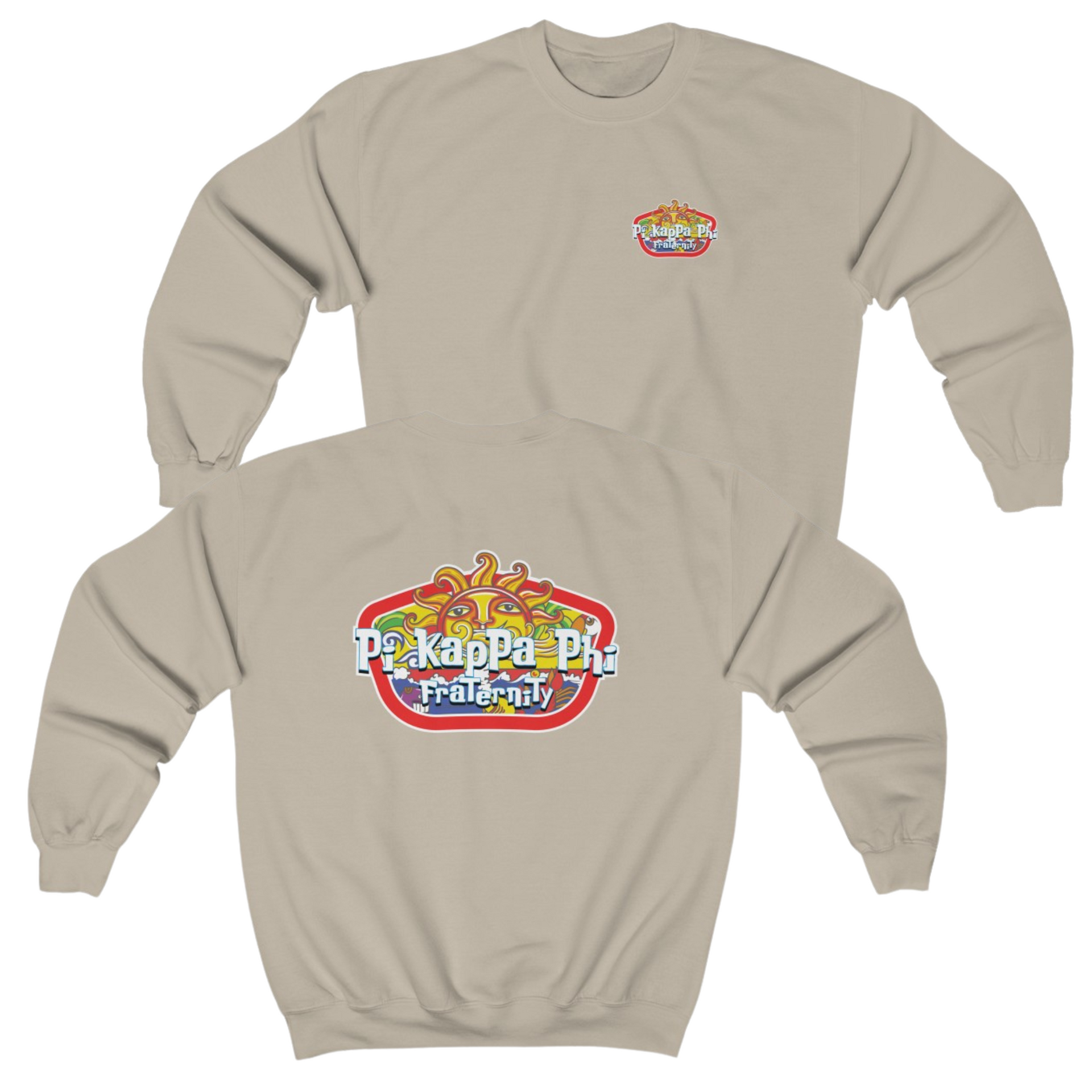 sand Pi Kappa Phi Graphic Crewneck Sweatshirt | Summer Sol | Pi Kappa Phi Apparel and Merchandise