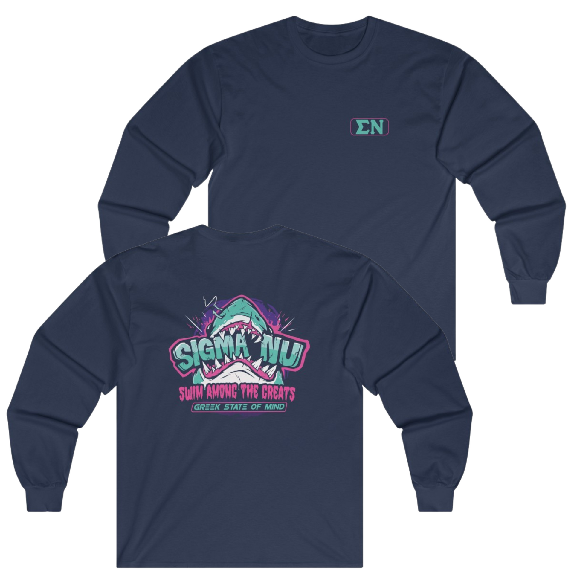 Navy Sigma Nu Graphic Long Sleeve | The Deep End | Sigma Nu Clothing, Apparel and Merchandise