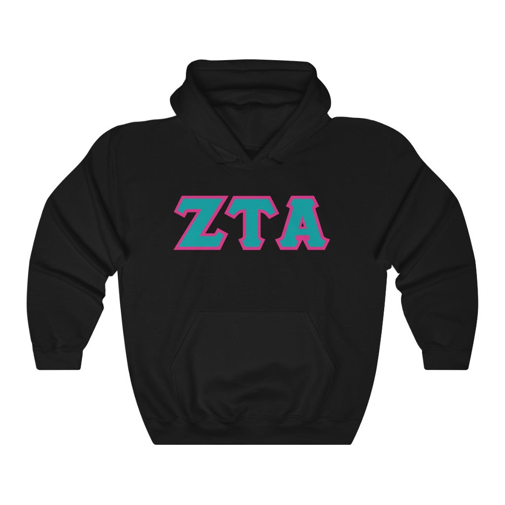 ZTA Printed Letters | Turquoise & Hot Pink Border Hoodie