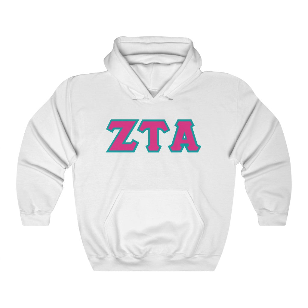 ZTA Printed Letters | Hot Pink & Turquoise Border Hoodie