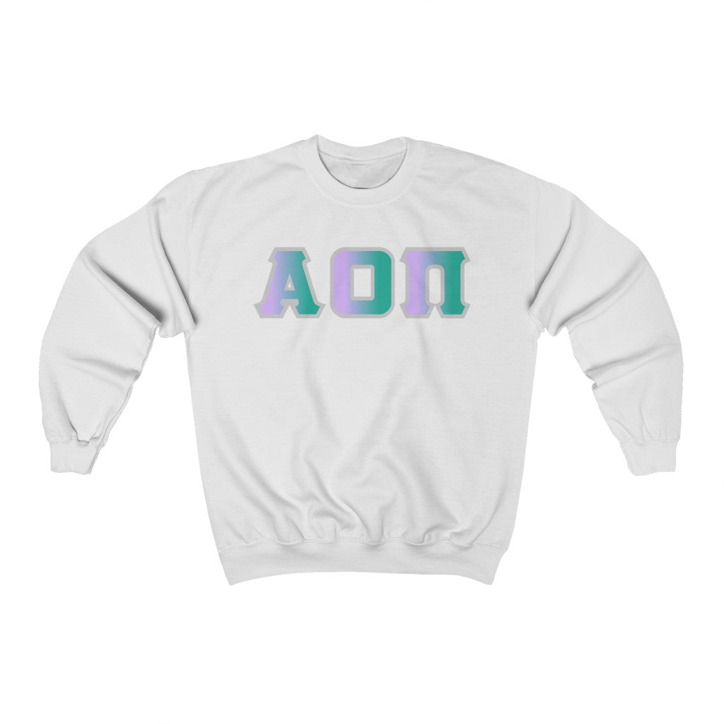 AOII Printed Letters | Antarctica with Grey Border Crewneck