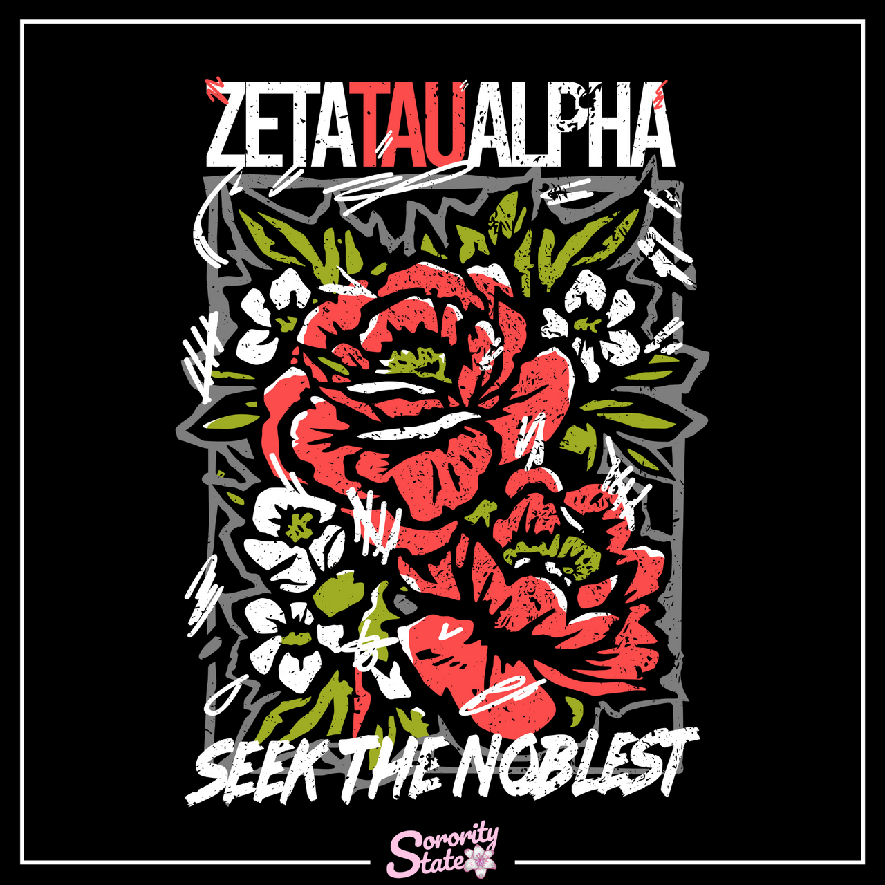 Zeta Tau Alpha Graphic Long Sleeve | Grunge Roses