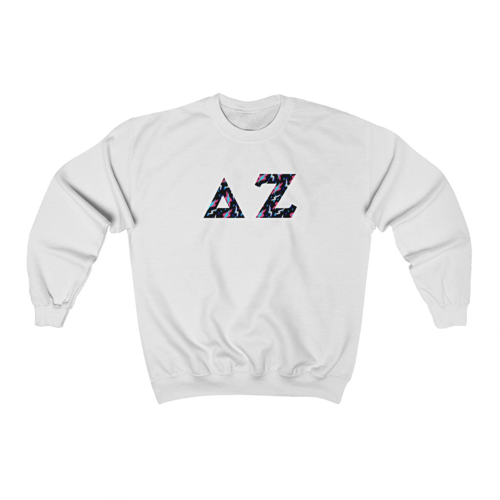 Delta Zeta Printed Letters| Bayside Black Crewneck