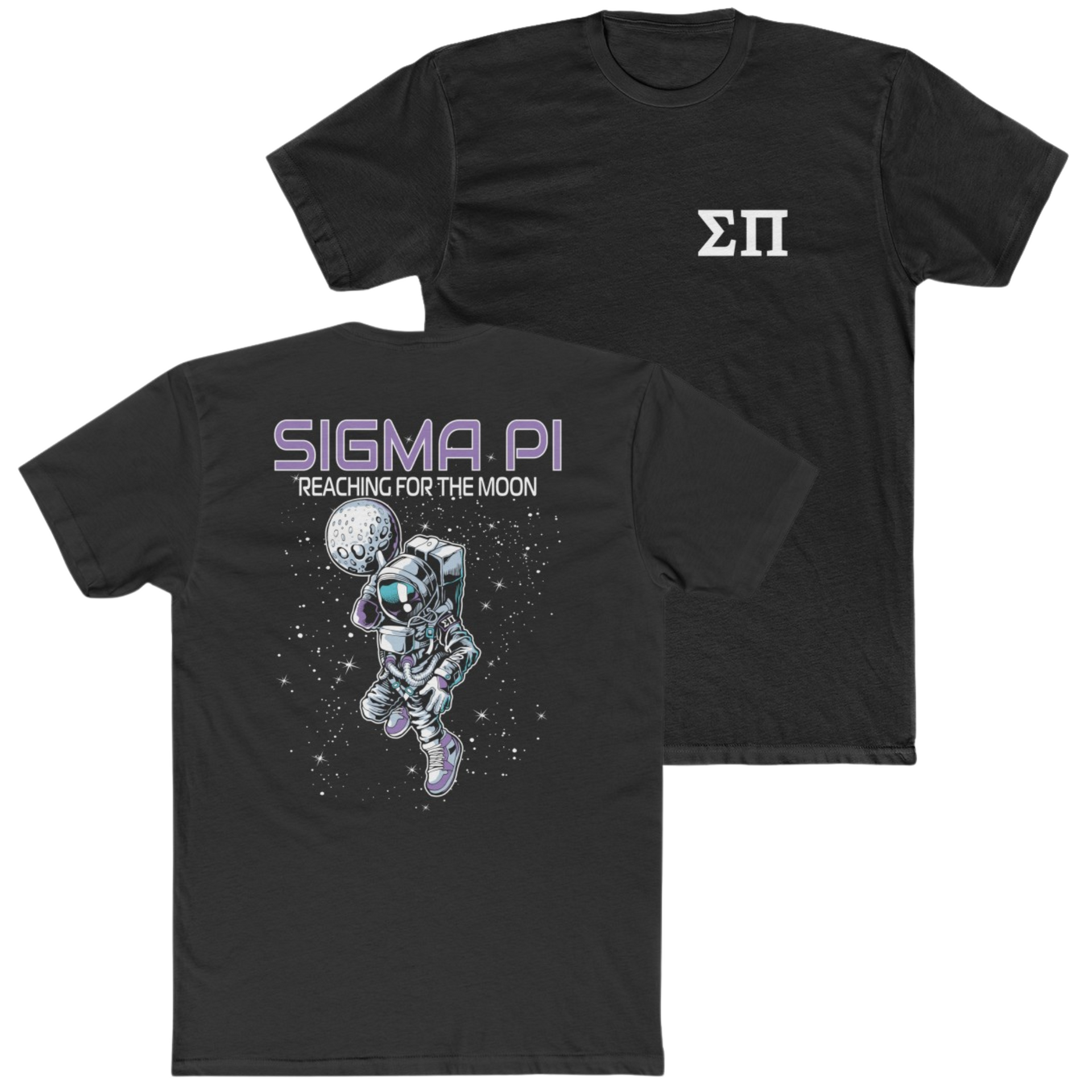 Black Sigma Pi Graphic T-Shirt | Space Baller | Sigma Pi Apparel and Merchandise