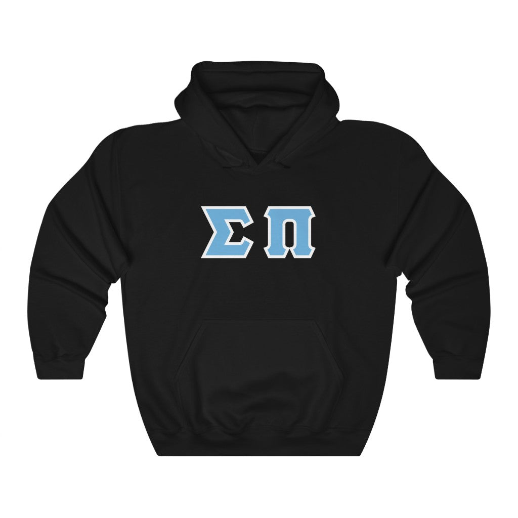 Sigma Pi Printed Letter Hoodie | Cyan with White Border