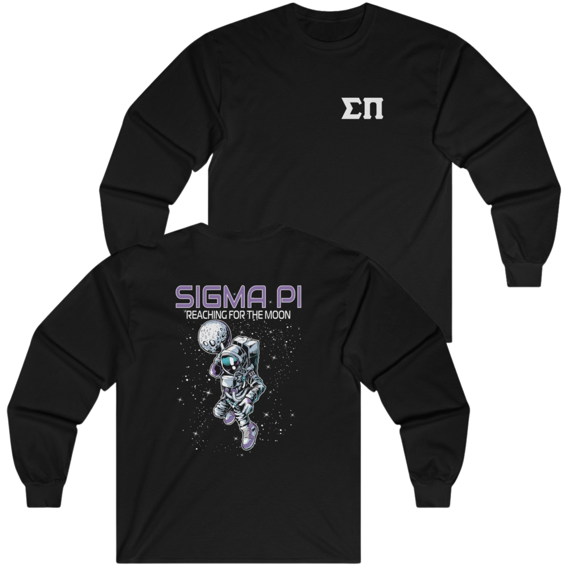 Black Sigma Pi Graphic Long Sleeve T-Shirt | Space Baller | Sigma Pi Apparel and Merchandise