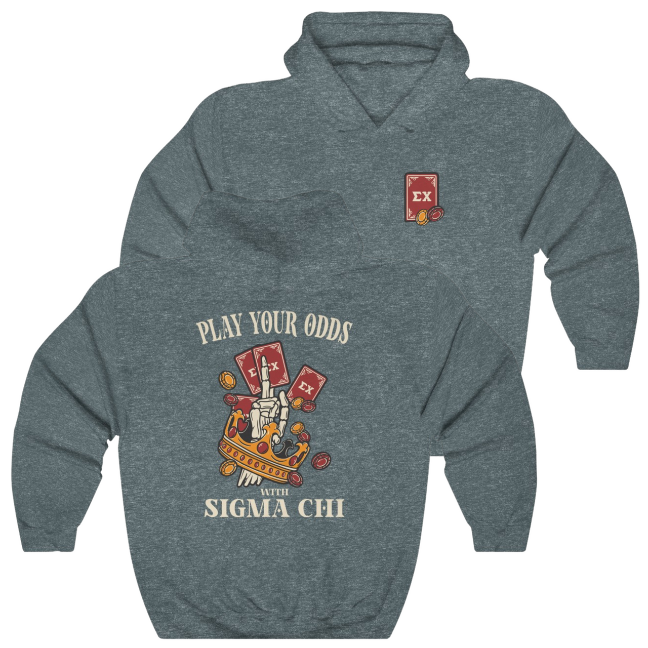 Grey Sigma Chi Graphic Hoodie | Play Your Odds | Sigma Chi Fraternity Merch House