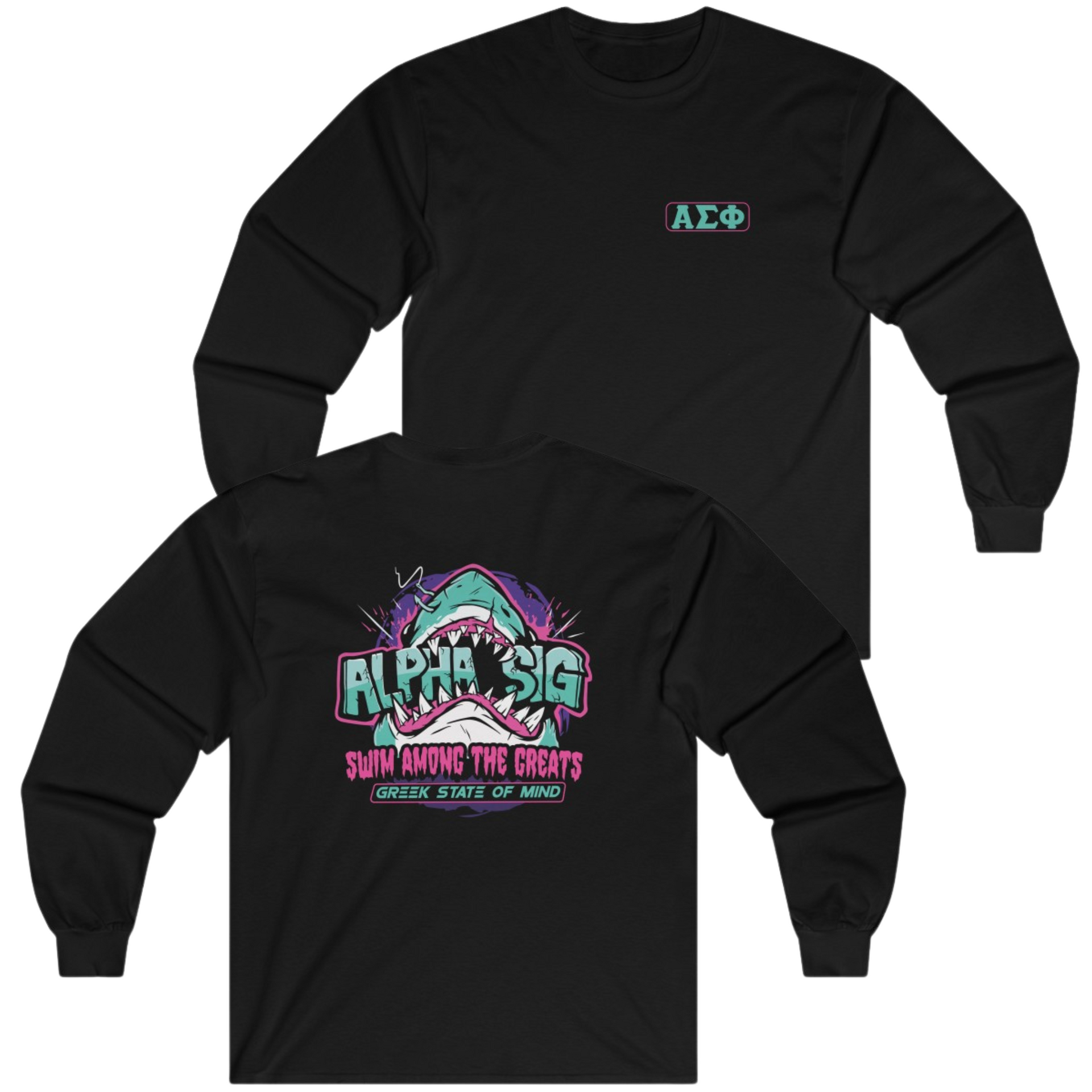 Black Alpha Sigma Phi Graphic Long Sleeve | The Deep End | Alpha Sigma Phi Fraternity Clothing 