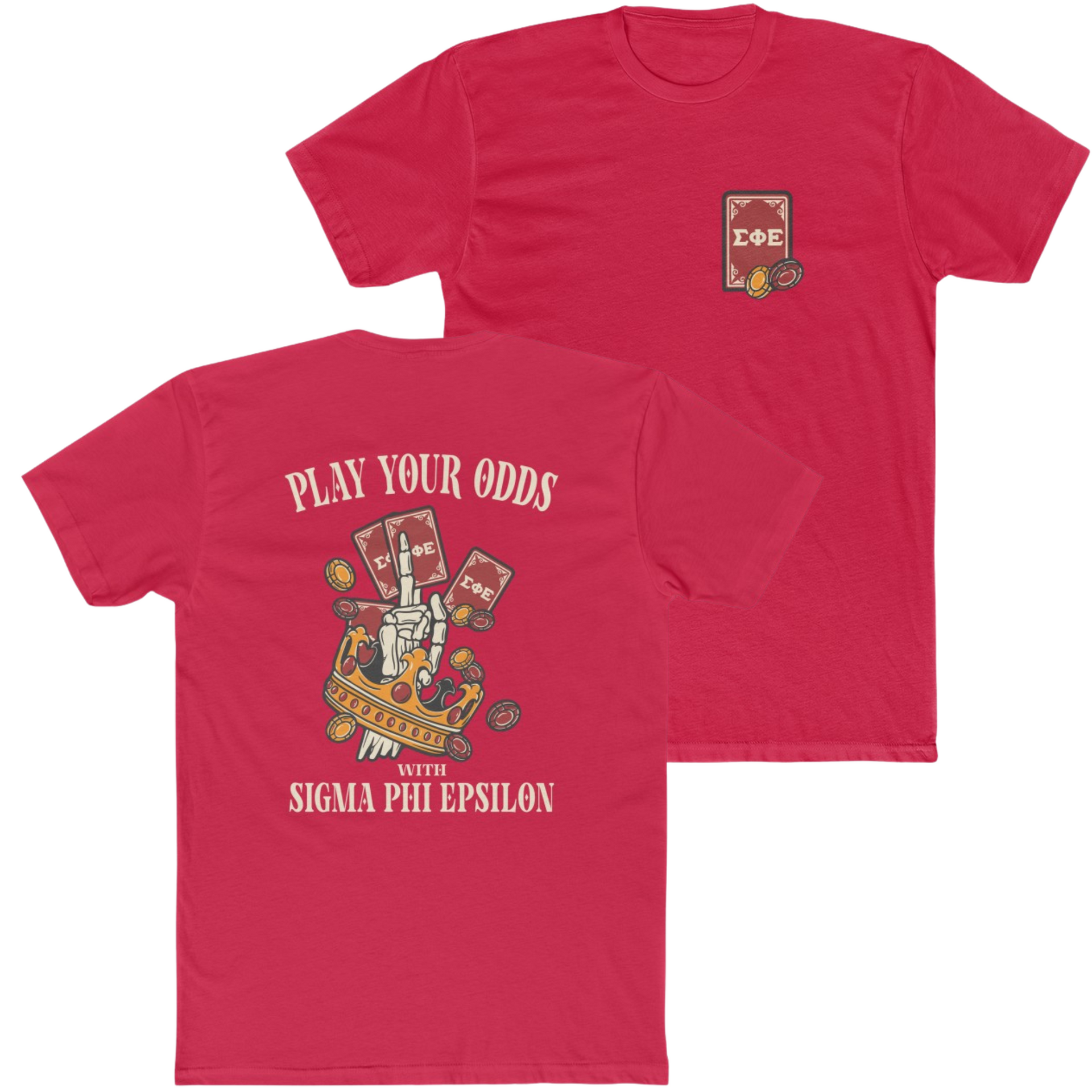 Red Sigma Phi Epsilon Graphic T-Shirt | Play Your Odds | SigEp Clothing - Campus Apparel