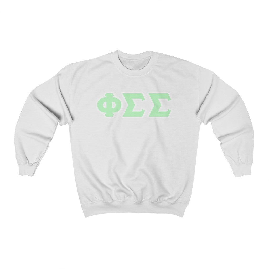 Phi Sig Printed Letters | Mint with White Border Crewneck