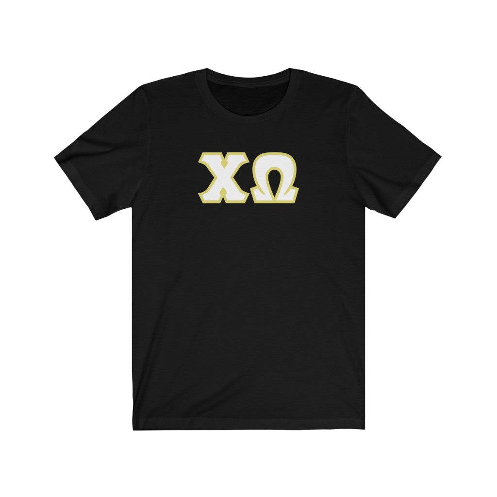 Chi Omega Printed Letters | White & Straw Border T-Shirt