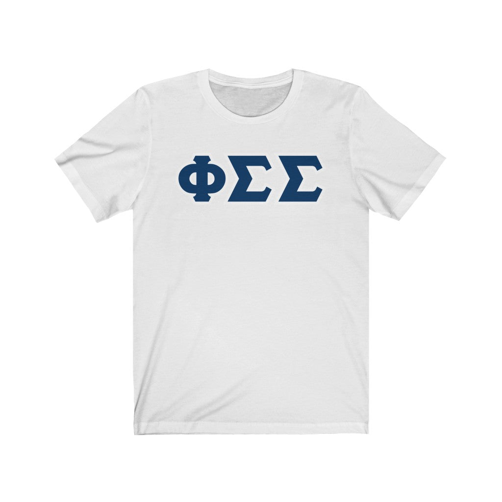 Phi Sig Printed Letters | Dark Blue & White Border T-Shirt