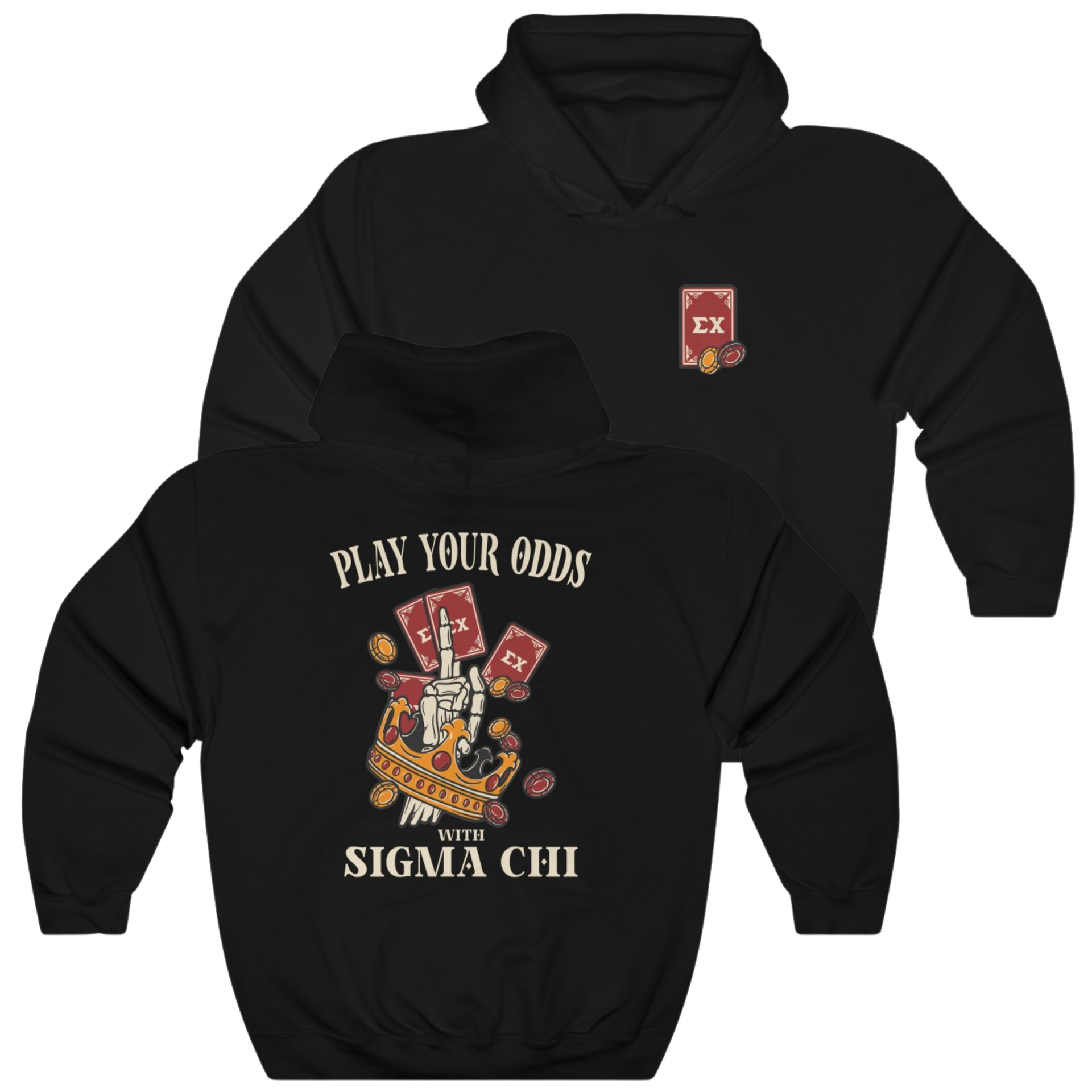 Black Sigma Chi Graphic Hoodie | Play Your Odds | Sigma Chi Fraternity Merch House