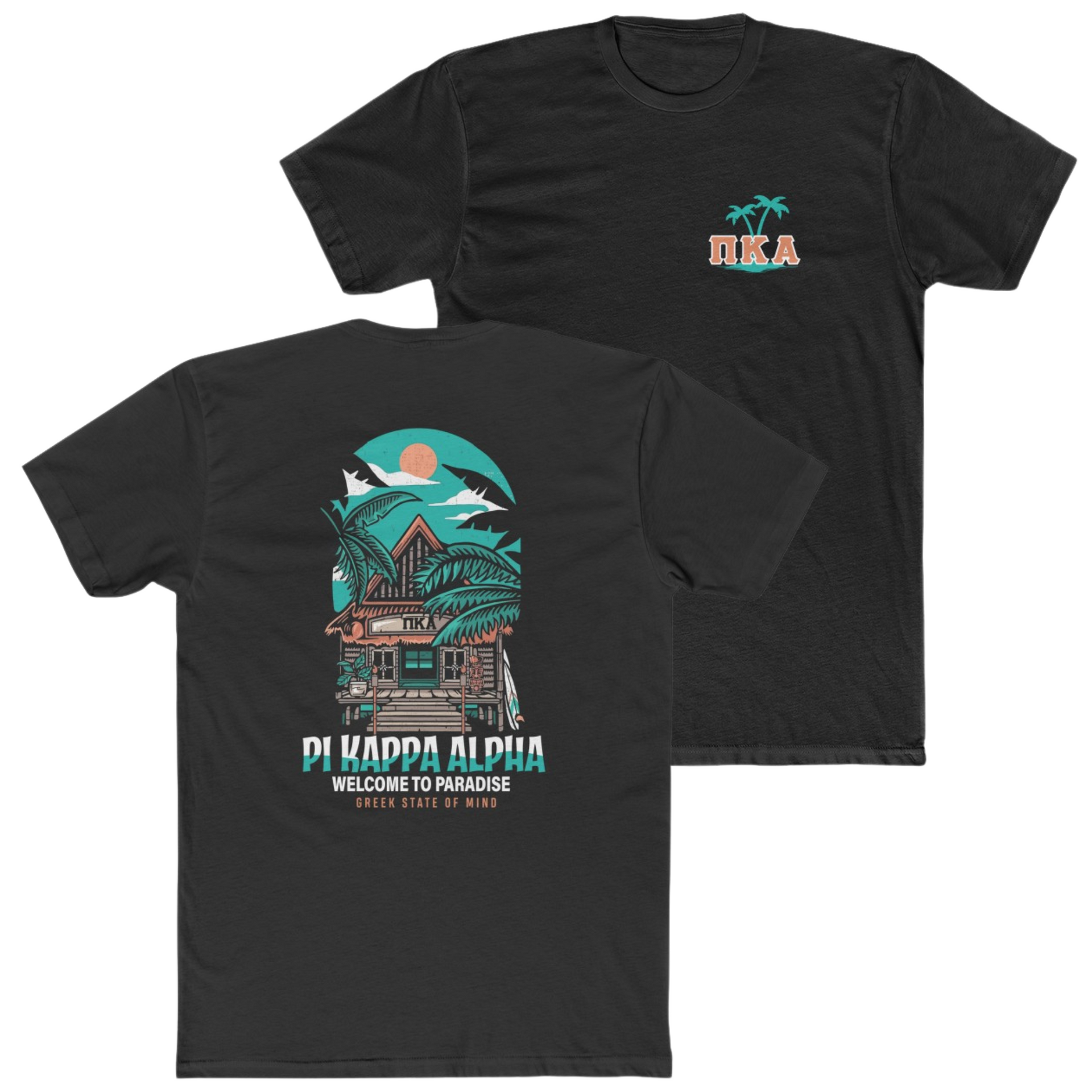 Black Pi Kappa Alpha Graphic T-Shirt | Welcome to Paradise | Pi kappa alpha fraternity shirt 
