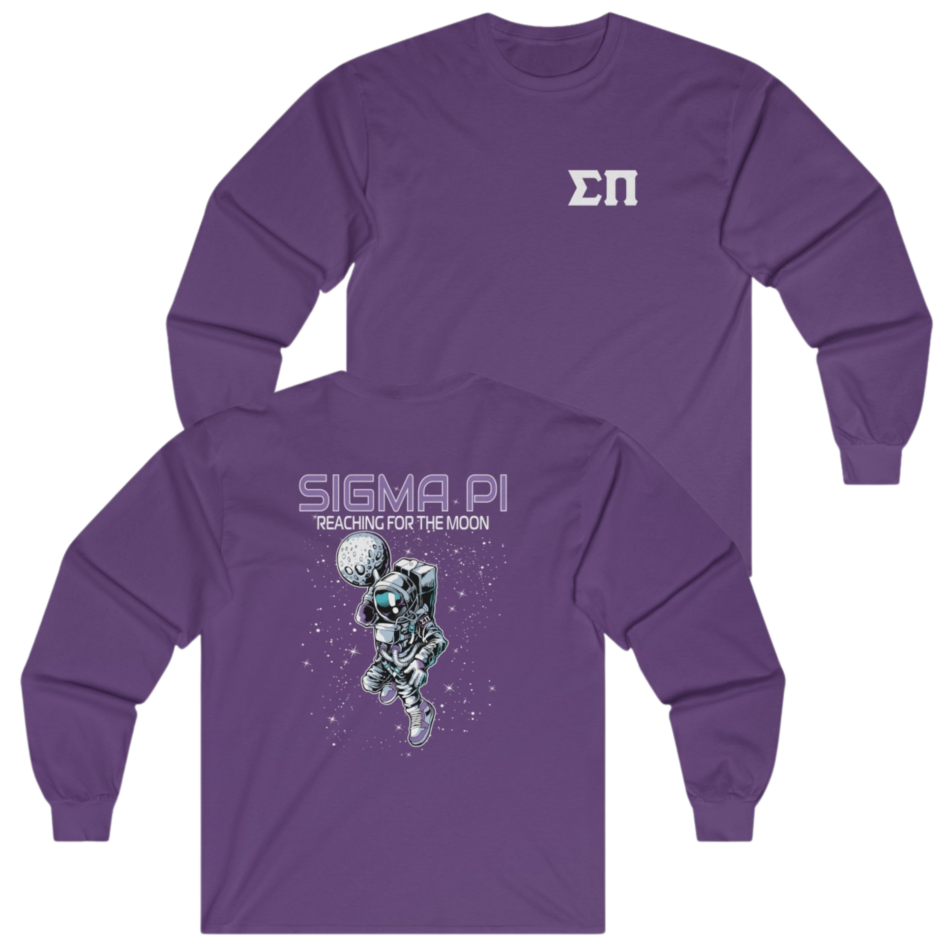 Purple Sigma Pi Graphic Long Sleeve T-Shirt | Space Baller | Sigma Pi Apparel and Merchandise
