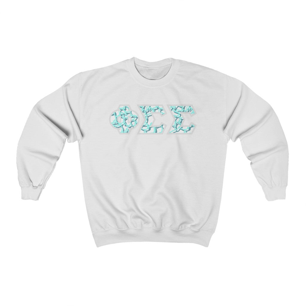 Phi Sigma Sigma Printed Letters | Under the Sea Crewneck