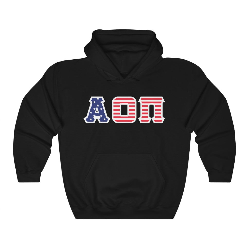 AOII Printed Letters | USA Flag Pattern Hoodie