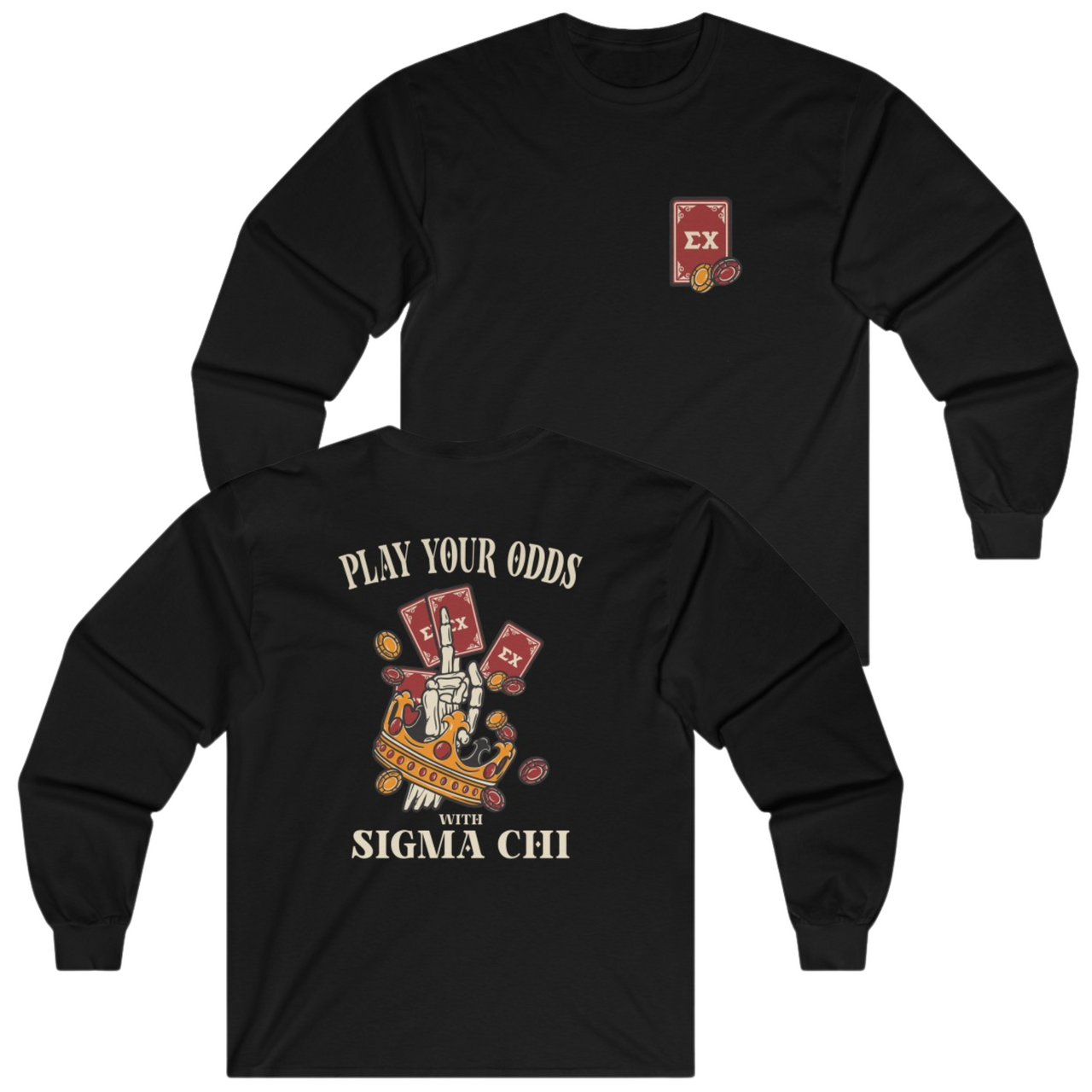 Black Sigma Chi Graphic Long Sleeve | Play Your Odds | Sigma Chi Fraternity Merch House