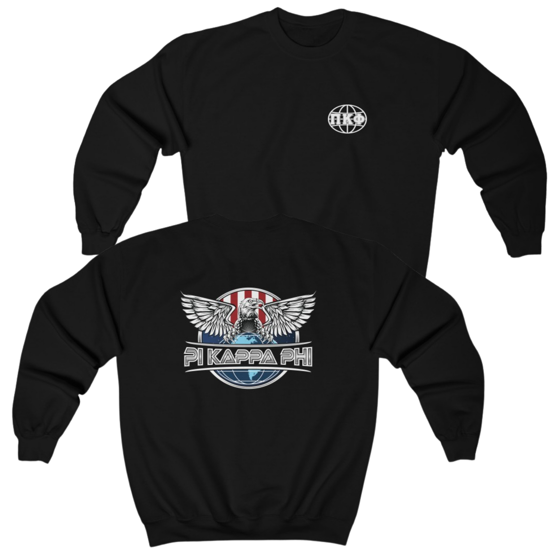 Black Pi Kappa Phi Graphic Crewneck Sweatshirt | The Fraternal Order | Pi Kappa Phi Apparel and Merchandise