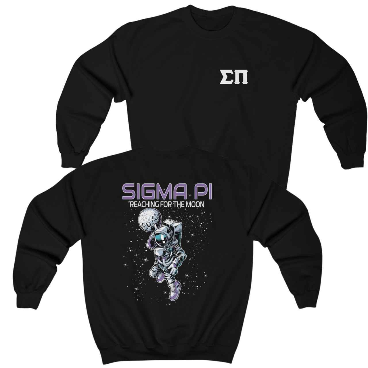 Black Sigma Pi Graphic Crewneck Sweatshirt | Space Baller | Sigma Pi Apparel and Merchandise