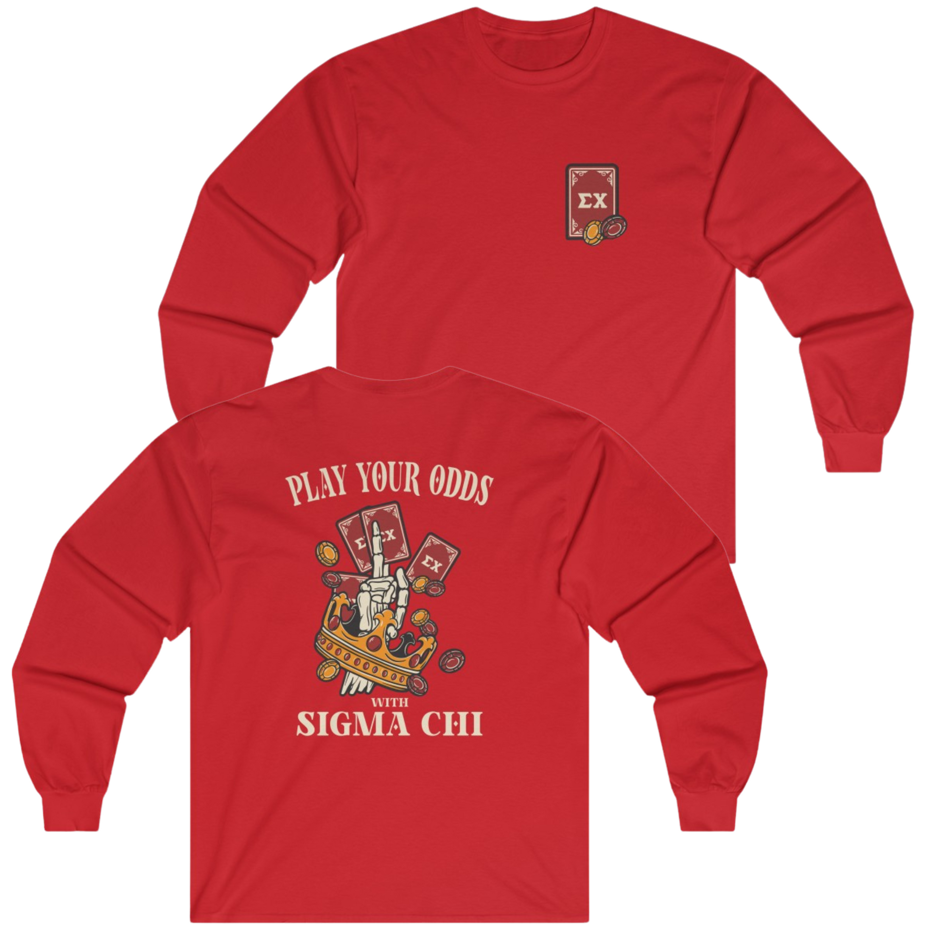 Red Sigma Chi Graphic Long Sleeve | Play Your Odds | Sigma Chi Fraternity Merch House