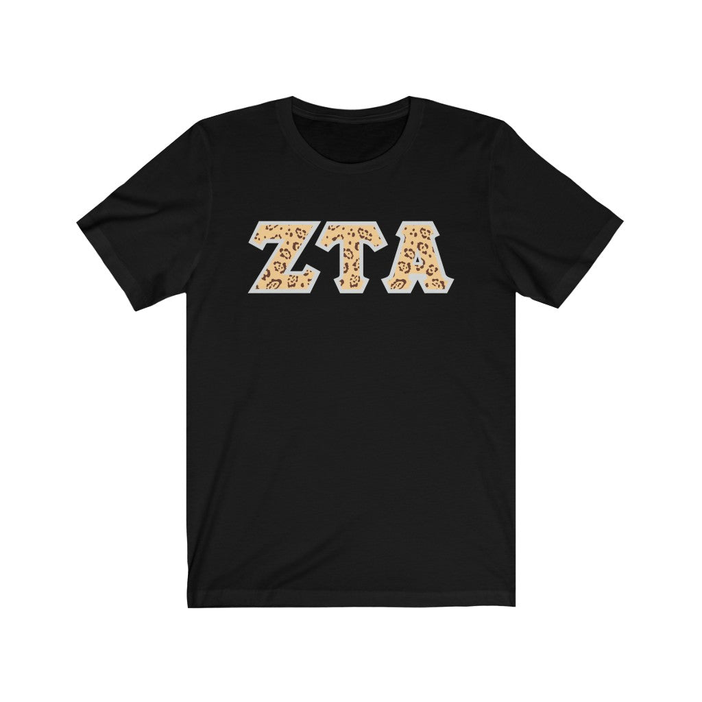 Zeta Tau Alpha Printed Letters | Leopard Print T-Shirt