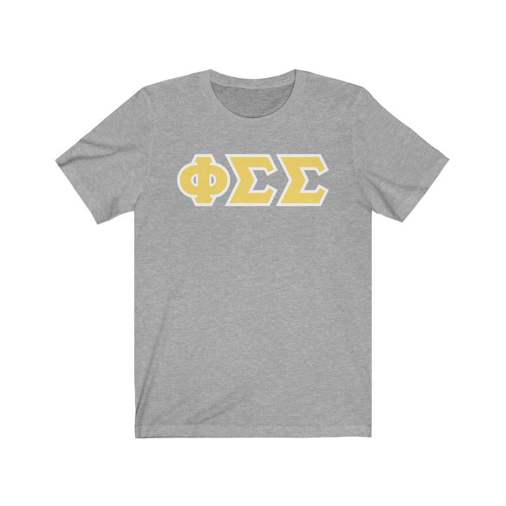 Phi Sig Printed Letters | Yellow with White Border T-Shirt
