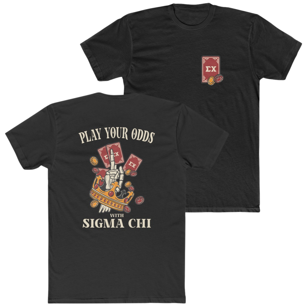 Black Sigma Chi Graphic T-Shirt | Play Your Odds | Sigma Chi Fraternity Merch House