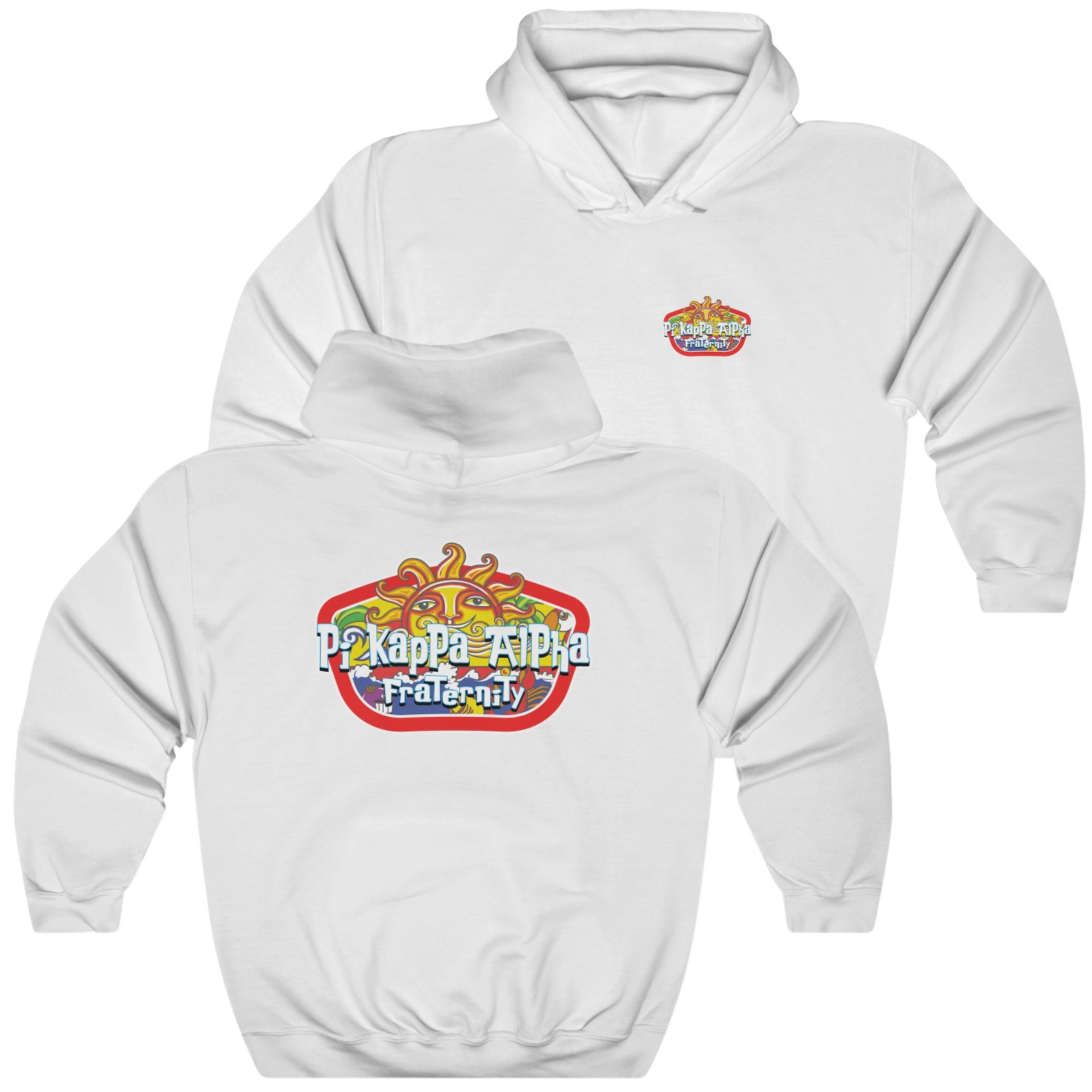 White Pi Kappa Alpha Graphic Hoodie | Summer Sol | Pi kappa alpha fraternity shirt
