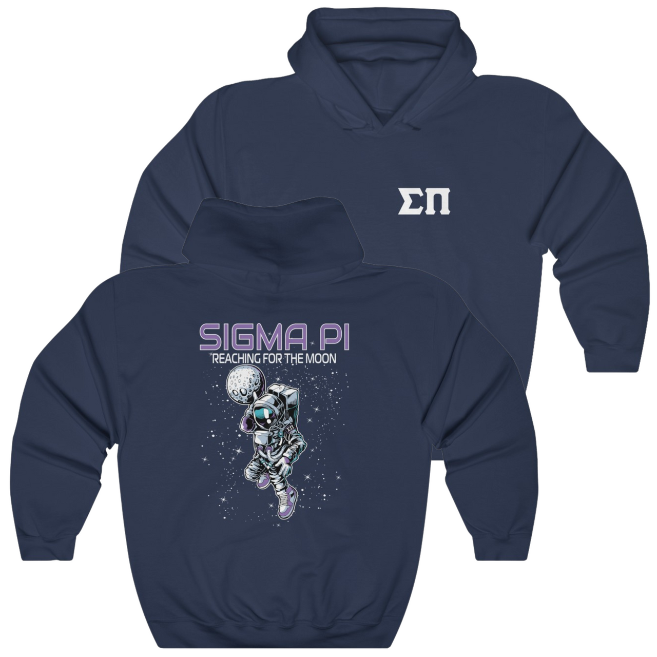 Navy Sigma Pi Graphic Hoodie | Space Baller | Sigma Pi Apparel and Merchandise