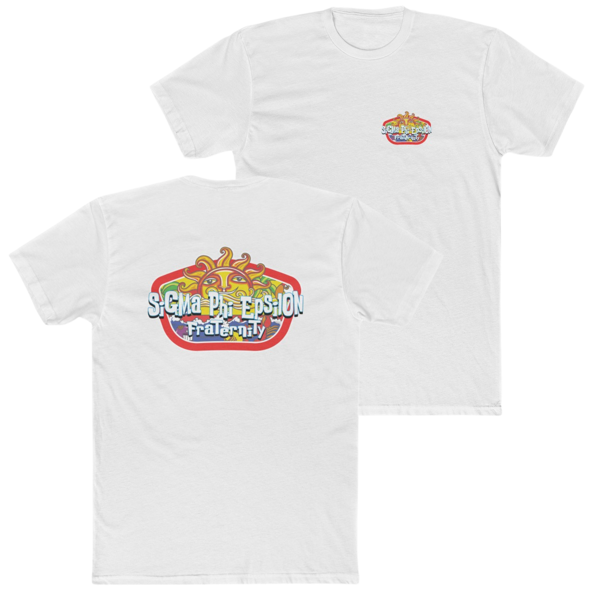White Sigma Phi Epsilon Graphic T-Shirt | Summer Sol | SigEp Fraternity Clothes and Merchandise
