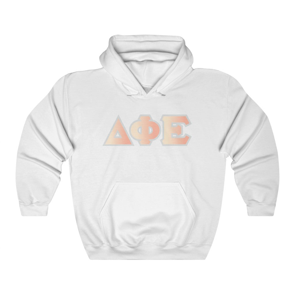 Delta Phi Epsilon Printed Letters | Peach Sunrise Hoodie