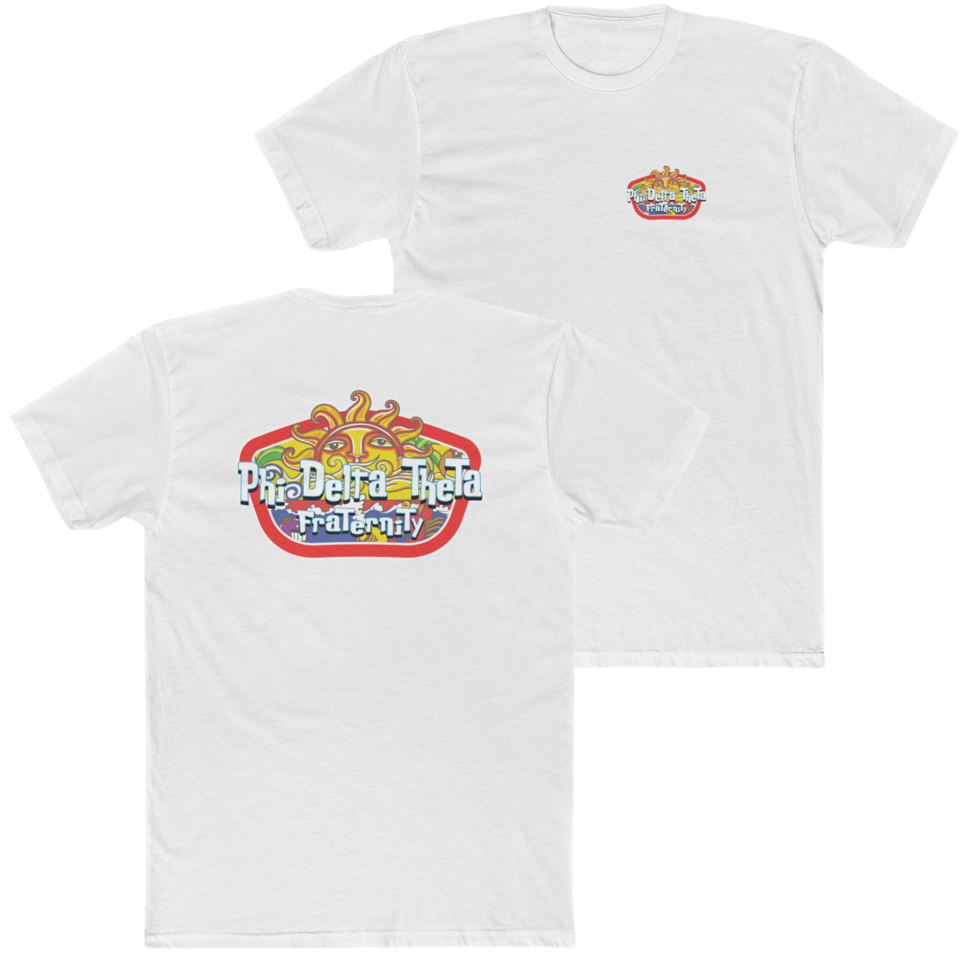 white Phi Delta Theta Graphic T-Shirt | Summer Sol | phi delta theta fraternity greek apparel 