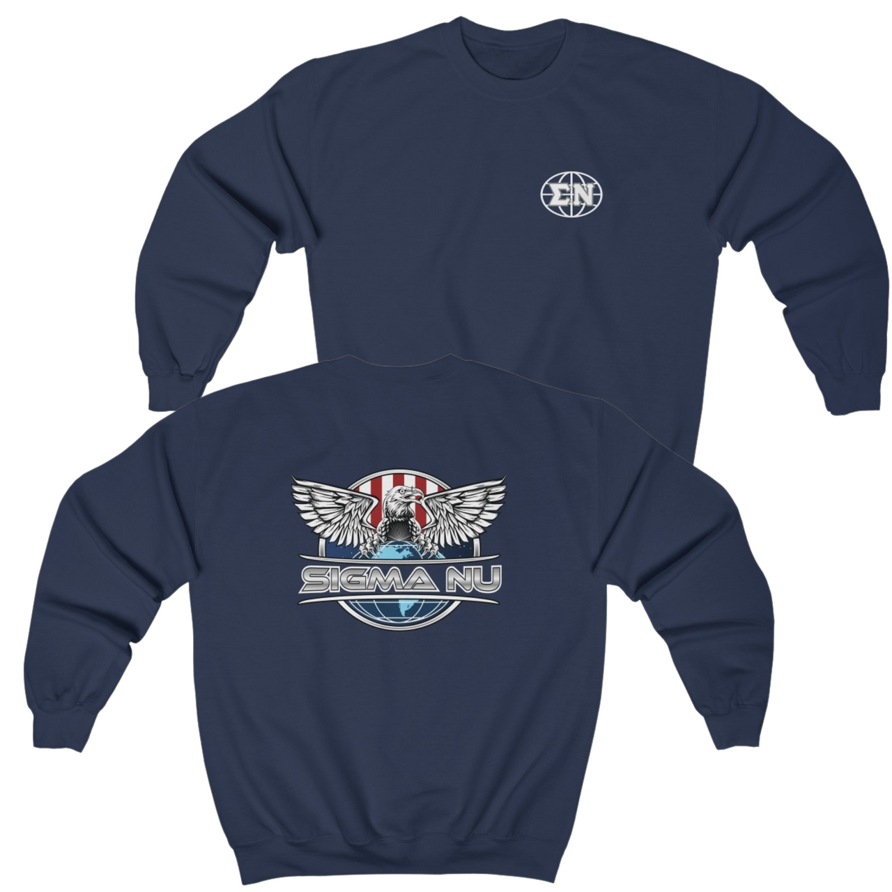 Navy Sigma Nu Graphic Crewneck Sweatshirt | The Fraternal Order | Sigma Nu Clothing, Apparel and Merchandise
