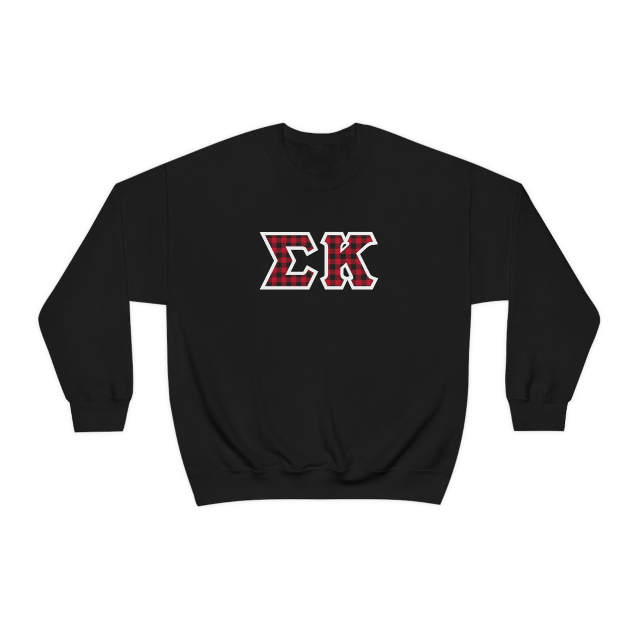 Sigma Kappa Stitched Letter Crewneck Sweatshirt | Buffalo Plaid (Conference Pre-Sale)