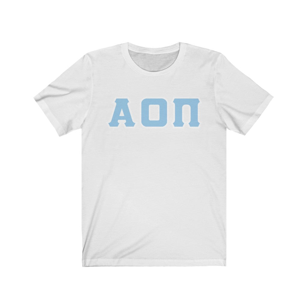 AOII Printed Letters | Light Blue & White Border T-Shirt