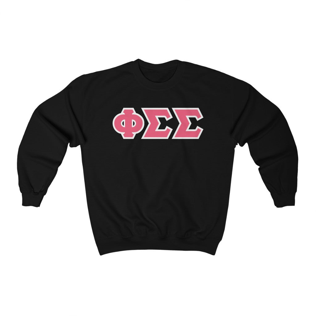 Phi Sig Printed Letters | Pink with White Border Crewneck
