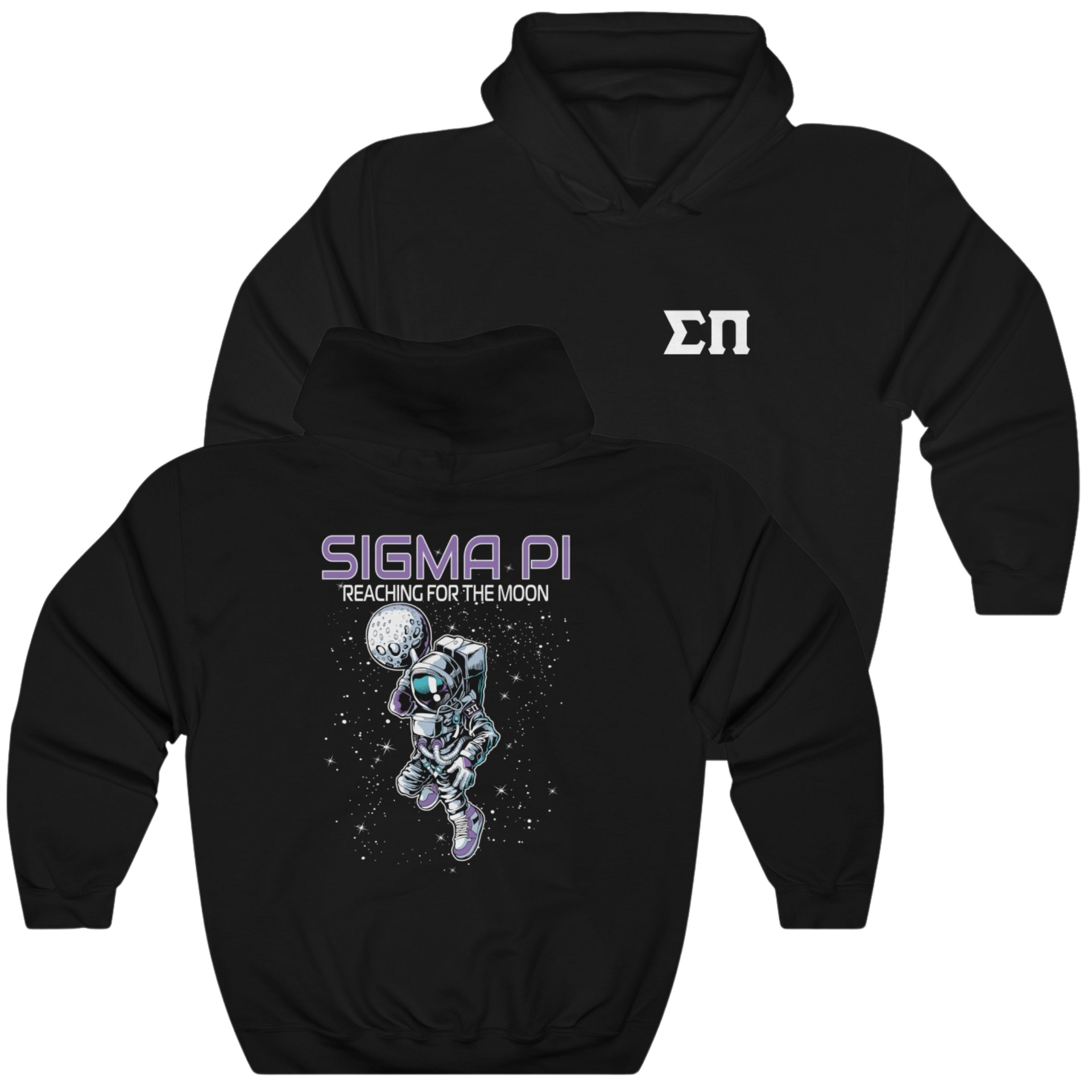 Black Sigma Pi Graphic Hoodie | Space Baller | Sigma Pi Apparel and Merchandise