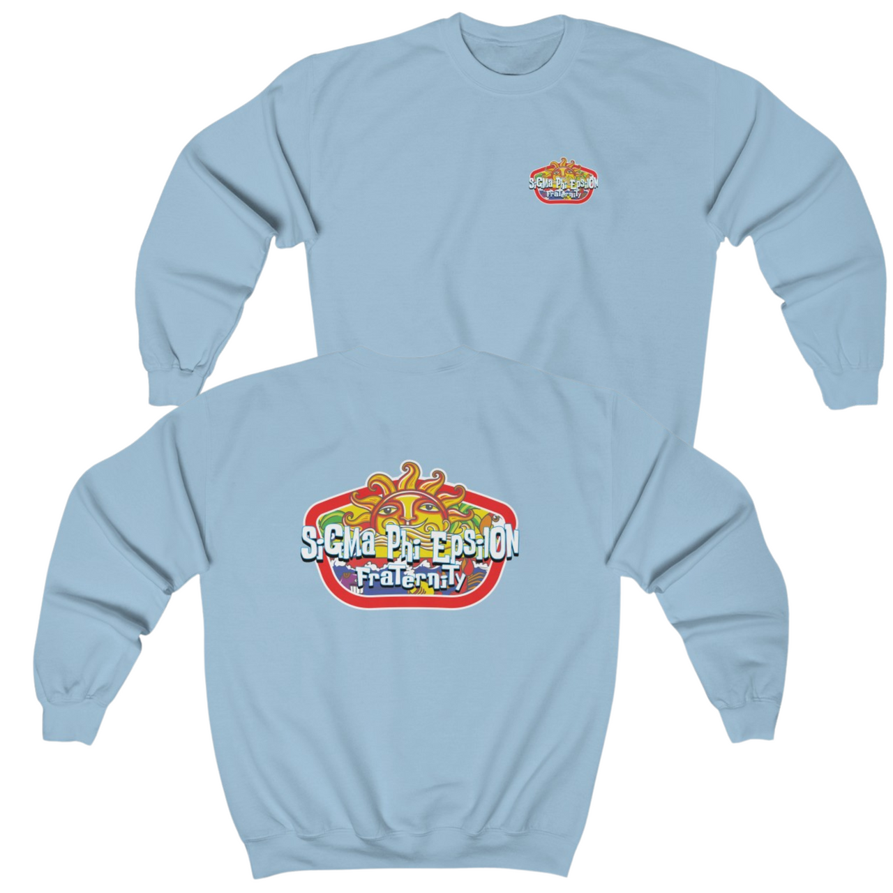 Light Blue Sigma Phi Epsilon Graphic Crewneck Sweatshirt | Summer Sol | SigEp Fraternity Clothes and Merchandise